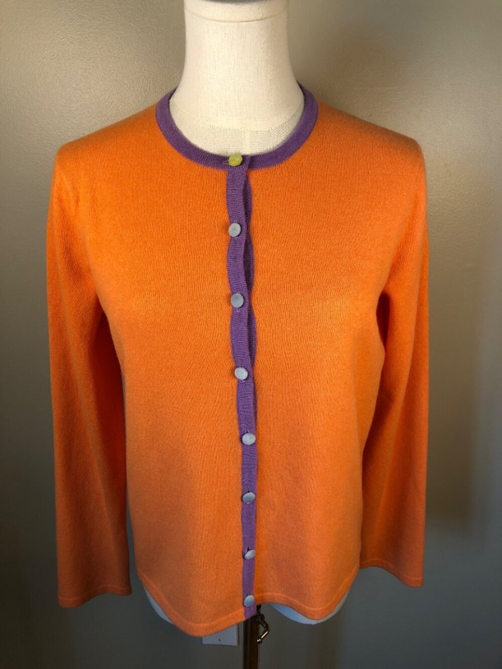 NWOT Leo Rosa 004 Wool Cashmere Made in Italy Orange Cardigan Size S